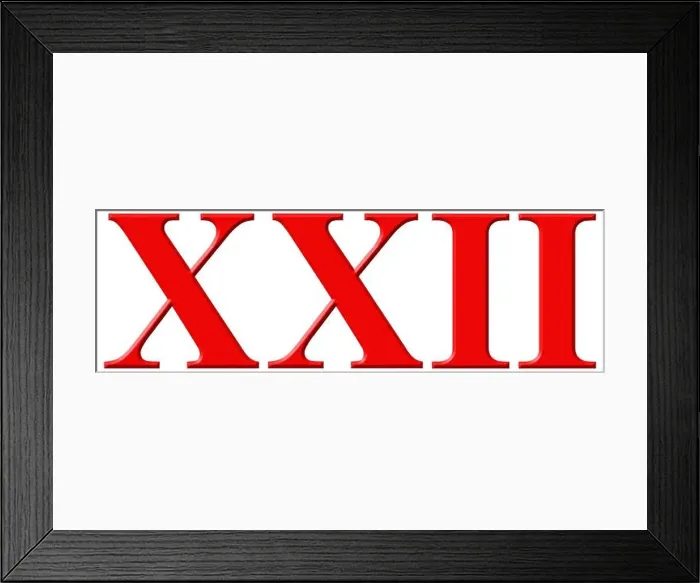 Framed Print : Roman numeral XXII, duo et viginti, 22, twenty two, isolated on white background, 3d render Framed Print : Roman numeral XXII, duo et viginti, 22, twenty two, isolated on white background, 3d render