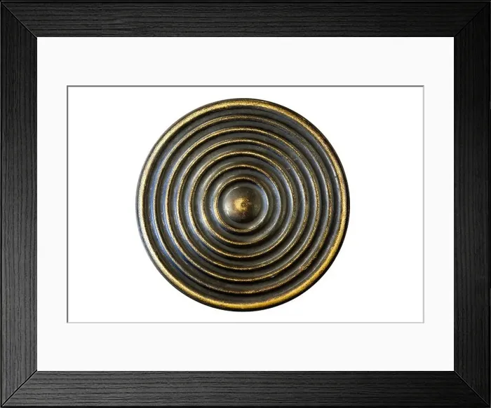 Framed Print : metal round button isolated on white background Framed Print : metal round button isolated on white background
