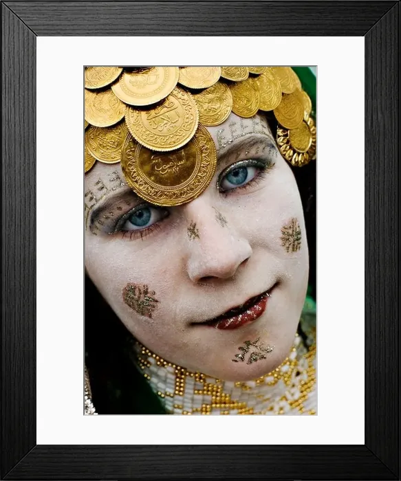 Framed Print : Portrait of a Muslim girl in traditional religious costume with Ottomanish ornaments Kosovo Balkans Framed Print : Portrait of a Muslim girl in traditional religious costume with Ottomanish ornaments Kosovo Balkans