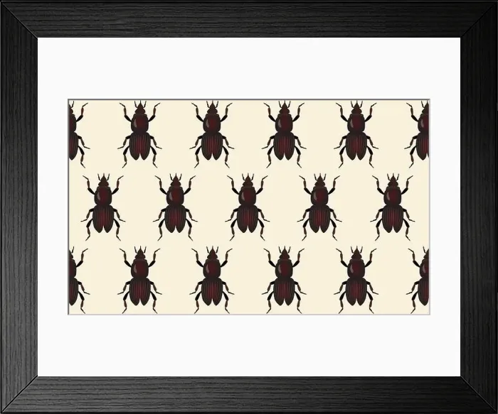 Framed Print : Abstract pattern of May beetles on beige background. Vector Framed Print : Abstract pattern of May beetles on beige background. Vector
