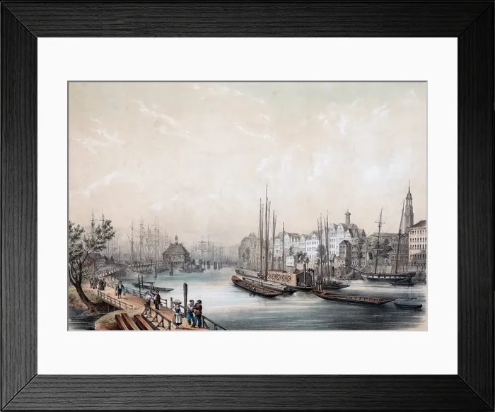Framed Print : Old Painting of Port of Hamburg, Germany Framed Print : Old Painting of Port of Hamburg, Germany