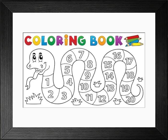 Framed Print : Coloring book snake with numbers theme Framed Print : Coloring book snake with numbers theme