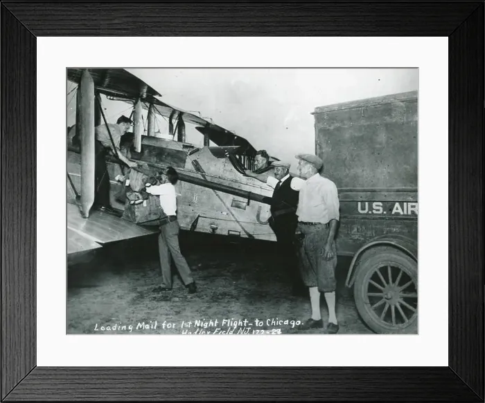 Framed Print : Loading U.S. airmail for the first night flight to Chicago from Hadley Field, New Jersey Framed Print : Loading U.S. airmail for the first night flight to Chicago from Hadley Field, New Jersey