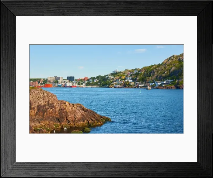 Framed Print : View from Fort Amherst across the Narrows (only entrance to St John's harbour) to Signal Hill and port of St John's Framed Print : View from Fort Amherst across the Narrows (only entrance to St John's harbour) to Signal Hill and port of St John's