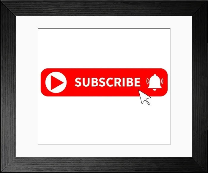 Framed Print : red button subscribe of channel on white background Framed Print : red button subscribe of channel on white background