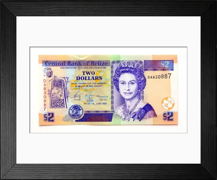 Framed Print : Belize 2 Two Dollar Bank Note Framed Print : Belize 2 Two Dollar Bank Note