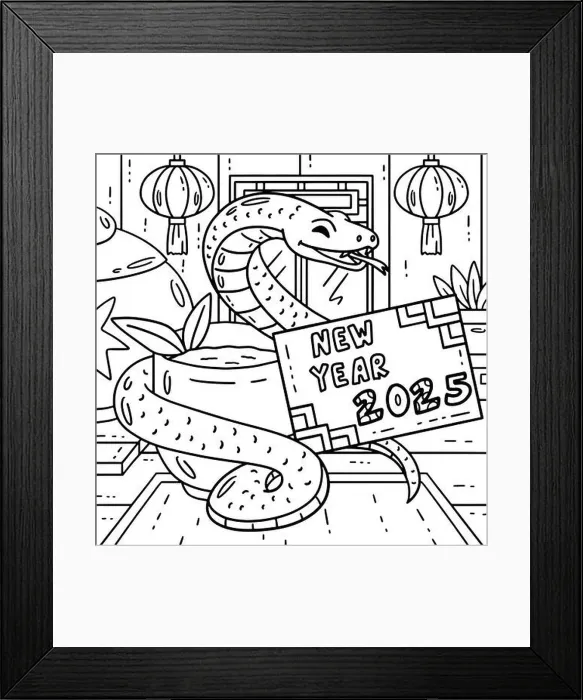 Framed Print : Year of the Snake New Year 2025 Coloring Page Framed Print : Year of the Snake New Year 2025 Coloring Page