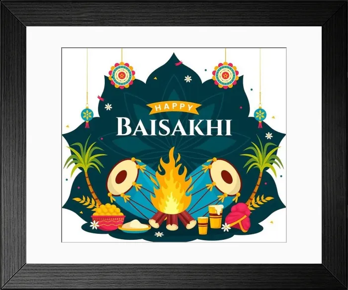 Framed Print : Happy Baisakhi Vector Illustration of Vaisakhi Punjabi Spring Harvest Festival of Sikh Celebration with Drum Framed Print : Happy Baisakhi Vector Illustration of Vaisakhi Punjabi Spring Harvest Festival of Sikh Celebration with Drum