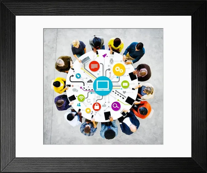 Framed Print : Group Of Multi-Ethnic People Social Networking Framed Print : Group Of Multi-Ethnic People Social Networking