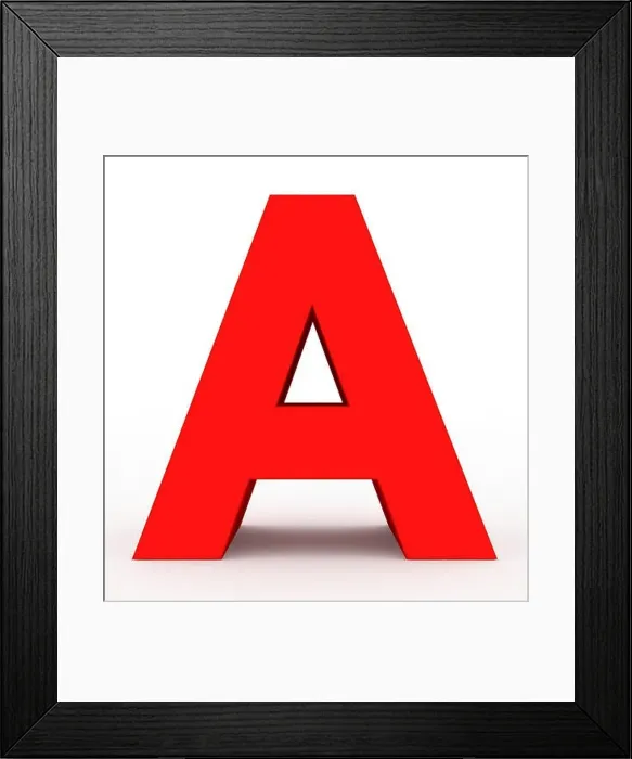 Framed Print : letter A 3d clean red isolated on white - 3d rendering Framed Print : letter A 3d clean red isolated on white - 3d rendering