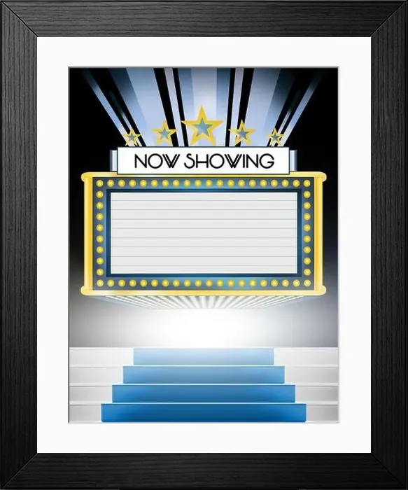 Framed Print : Broadway Movie Marquee, now showing scene Framed Print : Broadway Movie Marquee, now showing scene