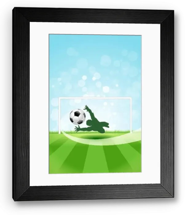 Framed Print : Soccer Background with Goalkeeper and Ball Framed Print : Soccer Background with Goalkeeper and Ball