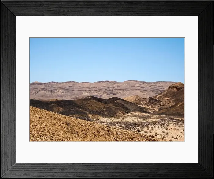 Framed Print : Black sands of the Negev desert with rare vegetation (Israel, Colored Sands) Framed Print : Black sands of the Negev desert with rare vegetation (Israel, Colored Sands)
