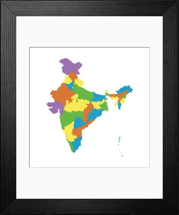 Framed Print : India map with federal states. Flat vector Framed Print : India map with federal states. Flat vector