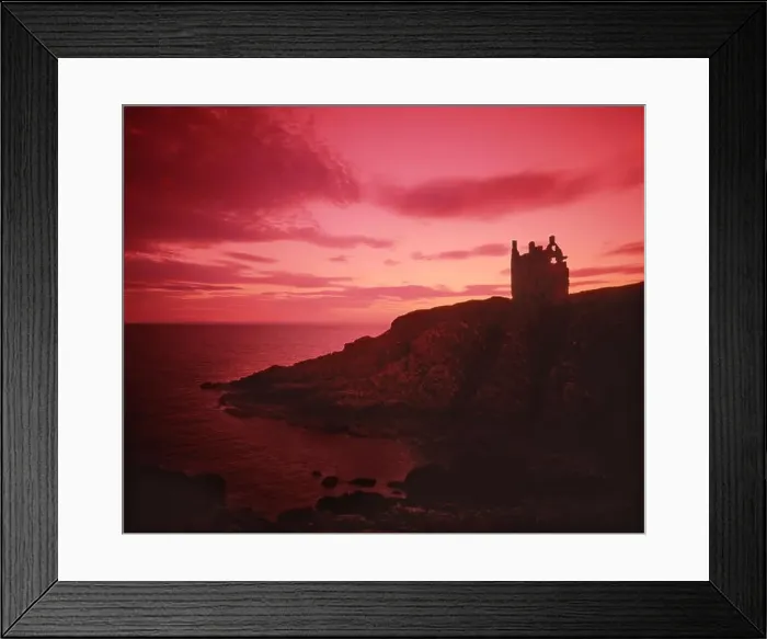 Framed Print : Sunset over Dunskey castle nr Portpatrick, Rhins of Galloway, S / W Scotland Framed Print : Sunset over Dunskey castle nr Portpatrick, Rhins of Galloway, S / W Scotland