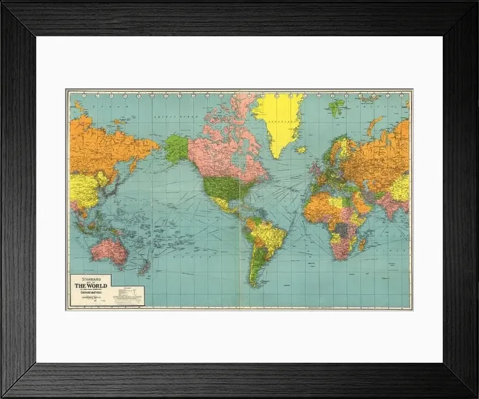 Framed Print : Vintage Detailed Digital World Map Printable Download Travel Poster Framed Print : Vintage Detailed Digital World Map Printable Download Travel Poster