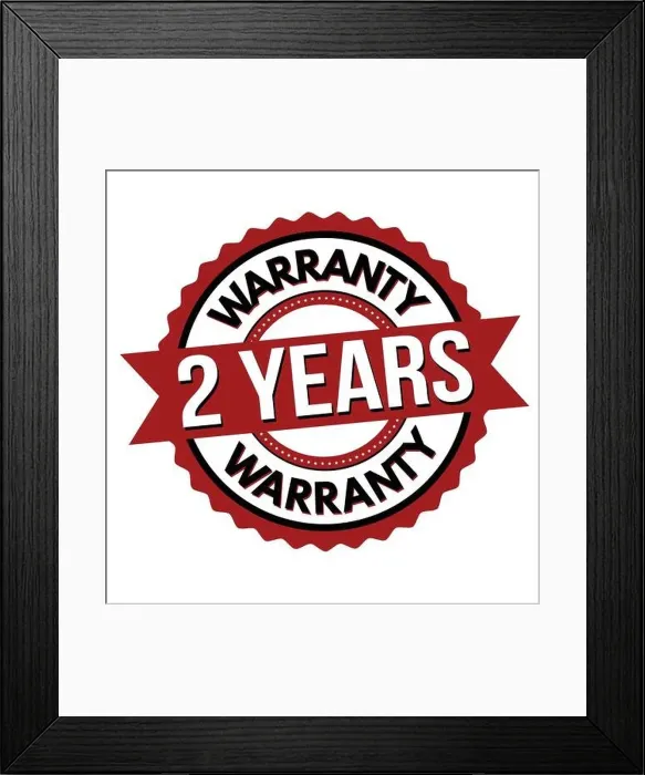 Framed Print : 2 years warranty label or sticker on white background, vector illustration Framed Print : 2 years warranty label or sticker on white background, vector illustration