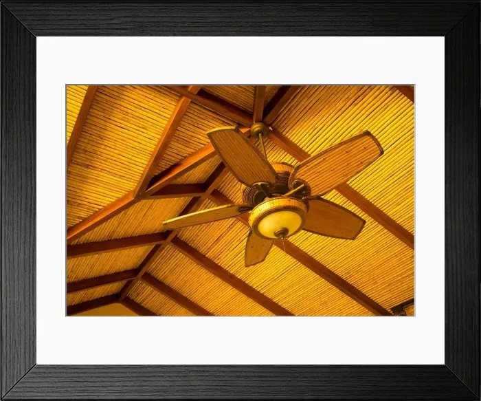 Framed Print : Wooden ceiling fan in classic tropical style Framed Print : Wooden ceiling fan in classic tropical style