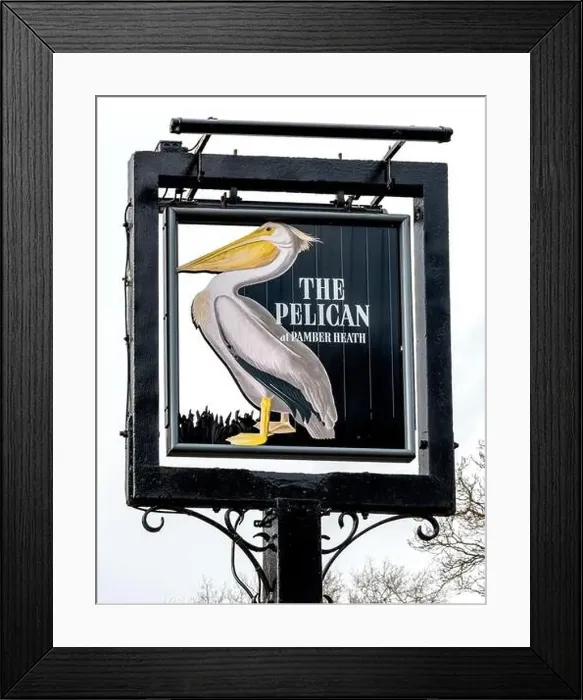 Framed Print : Traditional hanging pub sign at The Pelican public house, Silchester Road, Pamber Heath, Tadley, Hampshire, England, UK Framed Print : Traditional hanging pub sign at The Pelican public house, Silchester Road, Pamber Heath, Tadley, Hampshire, England, UK