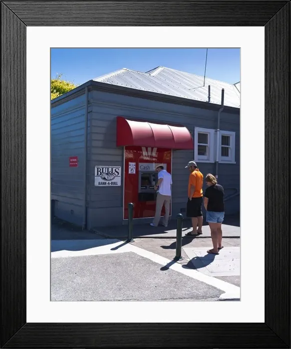 Framed Print : dh BULLS NEW ZEALAND NZ Bank cash point dispenser people queuing atm banking cashpoint machine Framed Print : dh BULLS NEW ZEALAND NZ Bank cash point dispenser people queuing atm banking cashpoint machine