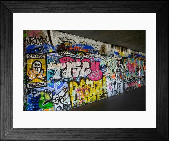 Framed Print : crime criminal damage art tags tagging southbank london underneath hayward gallery skateboard area graffiti city Framed Print : crime criminal damage art tags tagging southbank london underneath hayward gallery skateboard area graffiti city
