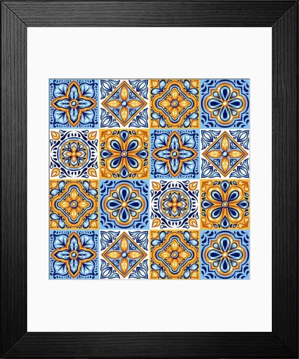 Framed Print : Italian ceramic tile pattern. Mediterranean porcelain pottery Framed Print : Italian ceramic tile pattern. Mediterranean porcelain pottery