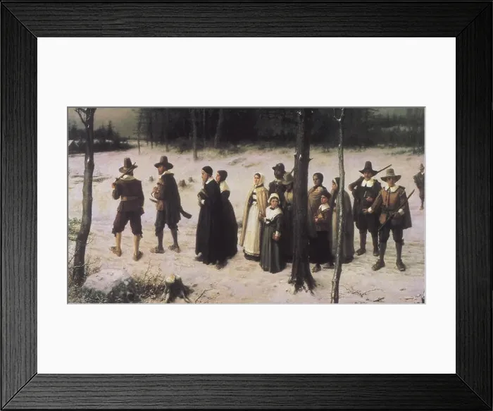 Framed Print : Pilgrims in the Snow. Plymouth. 1620 Framed Print : Pilgrims in the Snow. Plymouth. 1620