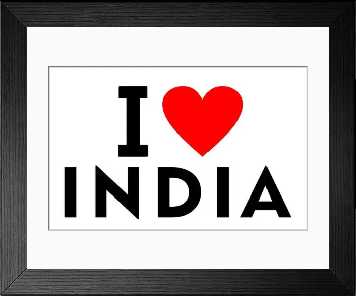 Framed Print : I love India country text red heart message Framed Print : I love India country text red heart message