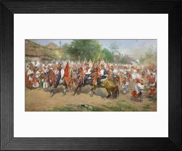 Framed Print : Painting Ride of the Kings (1897) by Czech painter Joža Uprka on display in the Moravian Gallery (Moravská galerie)