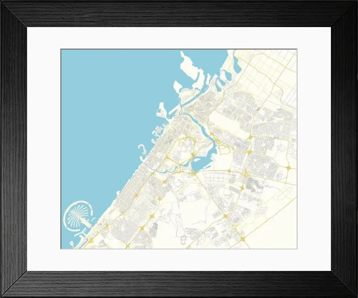 Framed Print : Vector city map of Dubai in bsoft colors Framed Print : Vector city map of Dubai in bsoft colors