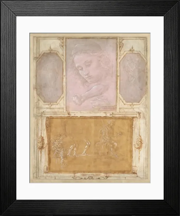 Framed Print : Page from Libro de Disegni'. Date / Period: Sheets probably 1480-1504; mounting & framework by Vasari after 1524