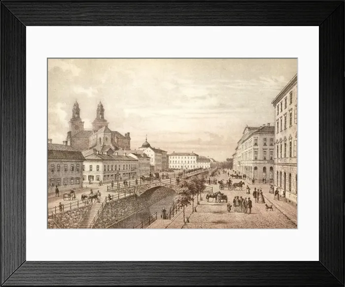 Framed Print : Uppsala Ågatorna med Nybron 1870 Alexander Nay SFGT9 Framed Print : Uppsala Ågatorna med Nybron 1870 Alexander Nay SFGT9