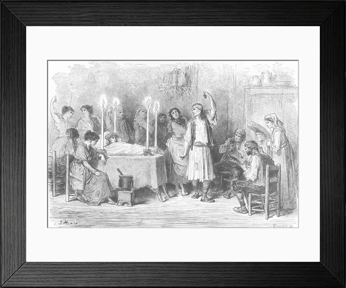 Framed Print : SPAIN: A Funereal Jota(Province of Alicante), antique print 1881 Framed Print : SPAIN: A Funereal Jota(Province of Alicante), antique print 1881