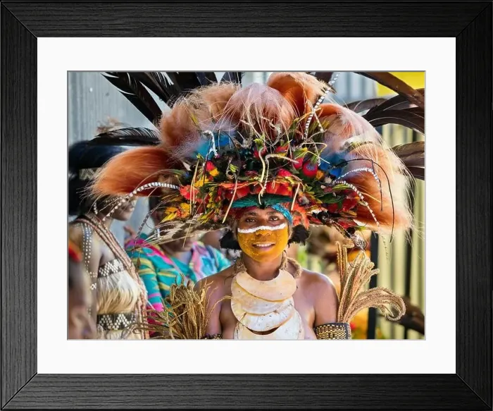 Framed Print : Girls in traditional costume, feather headdress, sing sing, Morobe Show, Lae, Papua New Guinea Framed Print : Girls in traditional costume, feather headdress, sing sing, Morobe Show, Lae, Papua New Guinea
