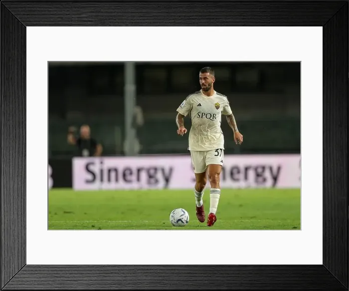 Framed Print : Leonardo Spinazzola of Roma seen in action during 2023–24 Serie A football match between Verona Framed Print : Leonardo Spinazzola of Roma seen in action during 2023–24 Serie A football match between Verona