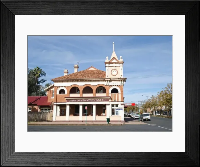 Framed Print : Bank of New South Wales building, now Westpac, corner Manilla and Strafford streets, Manilla Australia Framed Print : Bank of New South Wales building, now Westpac, corner Manilla and Strafford streets, Manilla Australia