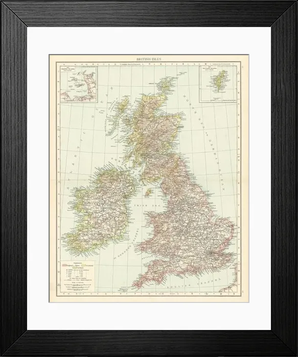 Framed Print : British Isles. England Ireland Scotland Wales. THE TIMES 1895 old antique map Framed Print : British Isles. England Ireland Scotland Wales. THE TIMES 1895 old antique map