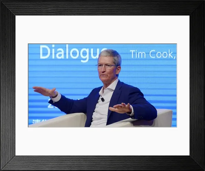 Framed Print : Tim Cook, CEO of Apple Inc. speaks at a dialogue with Qian Ying Framed Print : Tim Cook, CEO of Apple Inc. speaks at a dialogue with Qian Ying