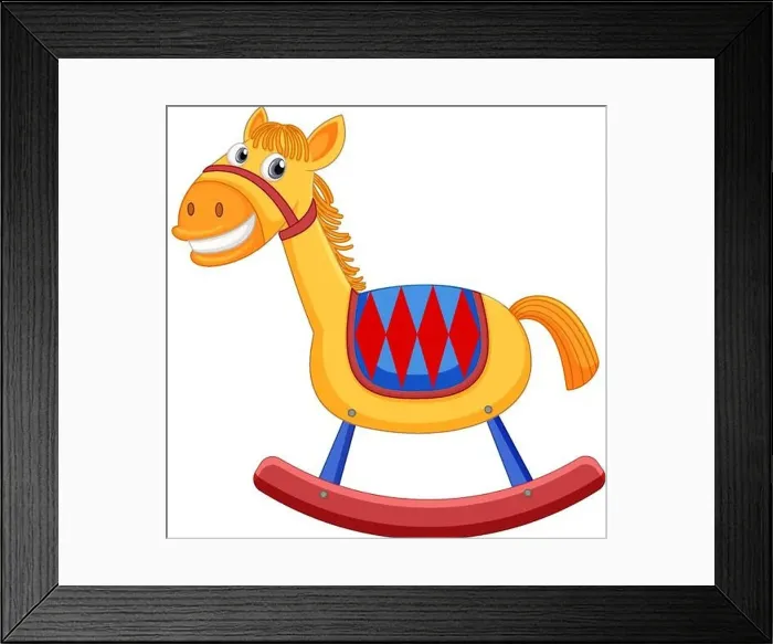 Framed Print : Isolated rocking horse for kids illustration Framed Print : Isolated rocking horse for kids illustration