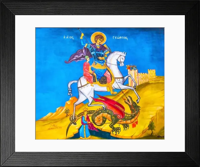 Framed Print : Saint George Dragon Fresco Saint George's Greek Orthodox Church Madaba Jordan Framed Print : Saint George Dragon Fresco Saint George's Greek Orthodox Church Madaba Jordan