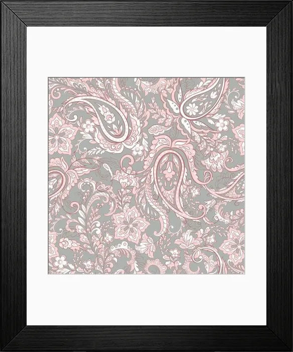Framed Print : paisley and ethnic flowers seamless vector pattern. floral vintage background Framed Print : paisley and ethnic flowers seamless vector pattern. floral vintage background