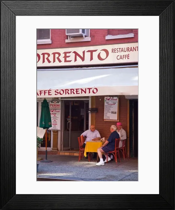Framed Print : Italian Americans at Sorrento Caffe in Little Italy in Manhattan New York City