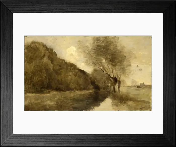 Framed Print : Jean-Baptiste-Camille Corot - Landscape with a Stream and Willows near Gisors Framed Print : Jean-Baptiste-Camille Corot - Landscape with a Stream and Willows near Gisors
