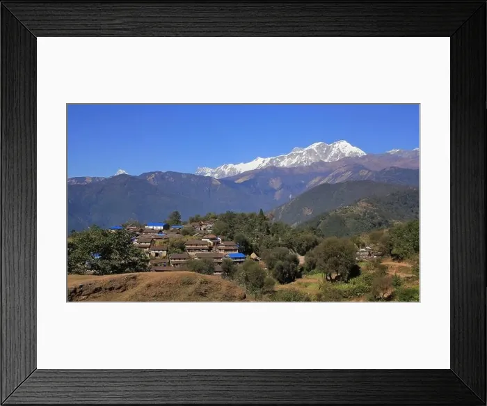 Framed Print : Gurung village Ghale Gaun and Annapurna range Framed Print : Gurung village Ghale Gaun and Annapurna range