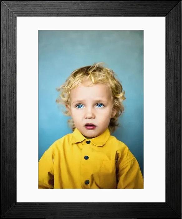 Framed Print : Adorable sweet little boy with golden hair and blue eyes Framed Print : Adorable sweet little boy with golden hair and blue eyes
