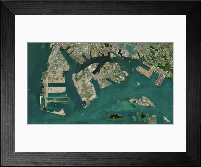 Framed Print : Jurong Island in the Singapore Strait on a satellite image taken in September 13, 2017 Framed Print : Jurong Island in the Singapore Strait on a satellite image taken in September 13, 2017
