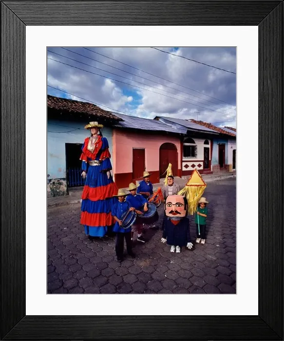 Framed Print : Street performance of a traditional Nicaraguan show called La Gigantona, the Dance of the Giant Spanish Woman Framed Print : Street performance of a traditional Nicaraguan show called La Gigantona, the Dance of the Giant Spanish Woman