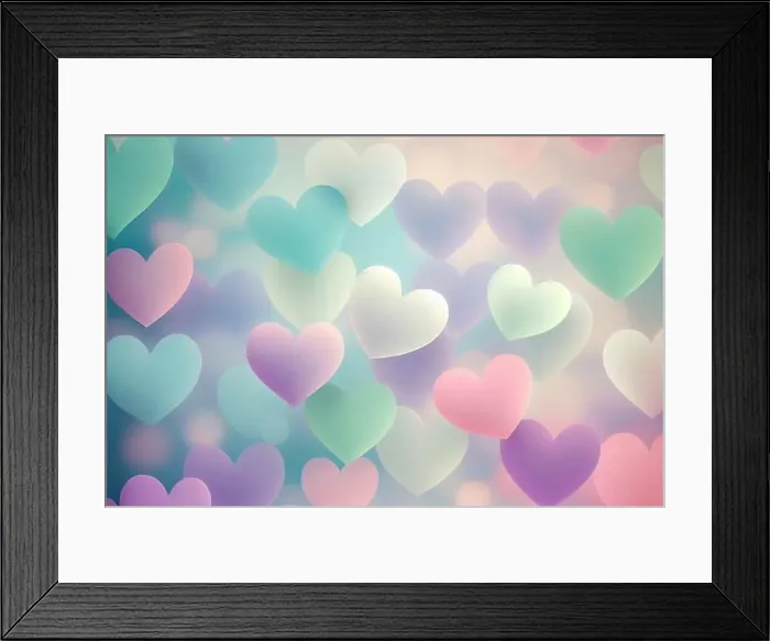 Framed Print : pastel colored hearts as Valentine's Day background Framed Print : pastel colored hearts as Valentine's Day background