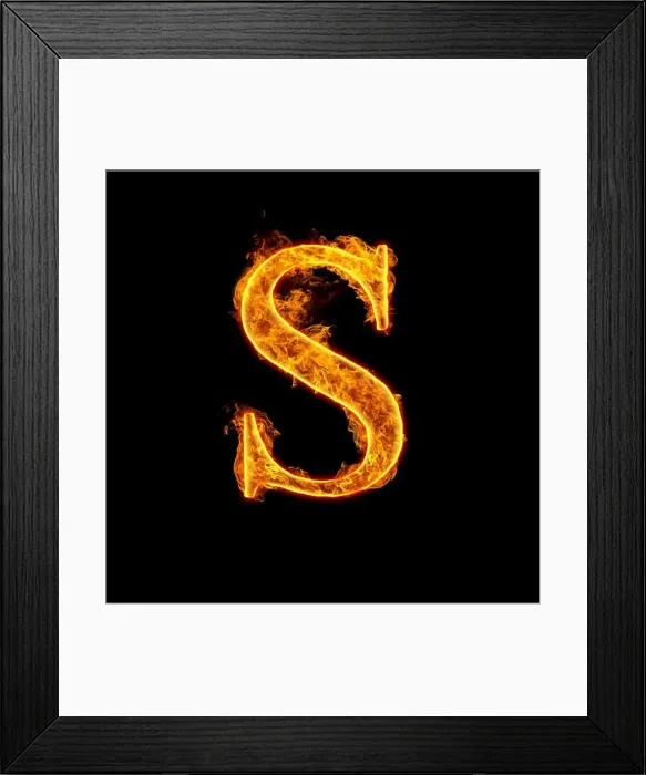 Framed Print : Fire alphabet letters isolated on black background Framed Print : Fire alphabet letters isolated on black background