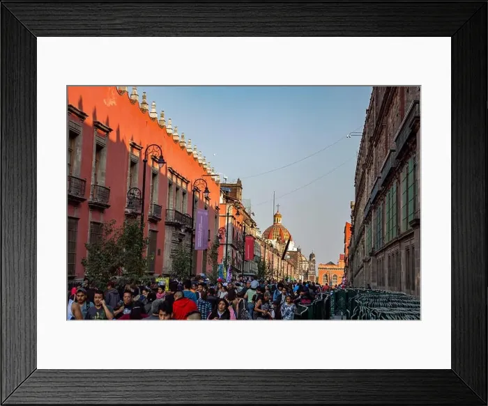 Framed Print : People walking down a street in Mexico City, Mexico Framed Print : People walking down a street in Mexico City, Mexico